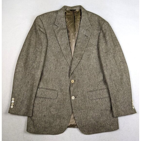 VINTAGE MEN'S BEIGE BROWN WOVEN SPORT COAT BLAZER JACKET - BARRISTER - SIZE 44R - Picture 1 of 7